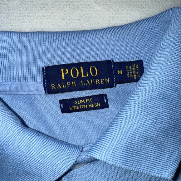 Polo Ralph Lauren Slim Fit Stretch Mesh Polo Shirt Light Blue Size M Preppy - Picture 4 of 8